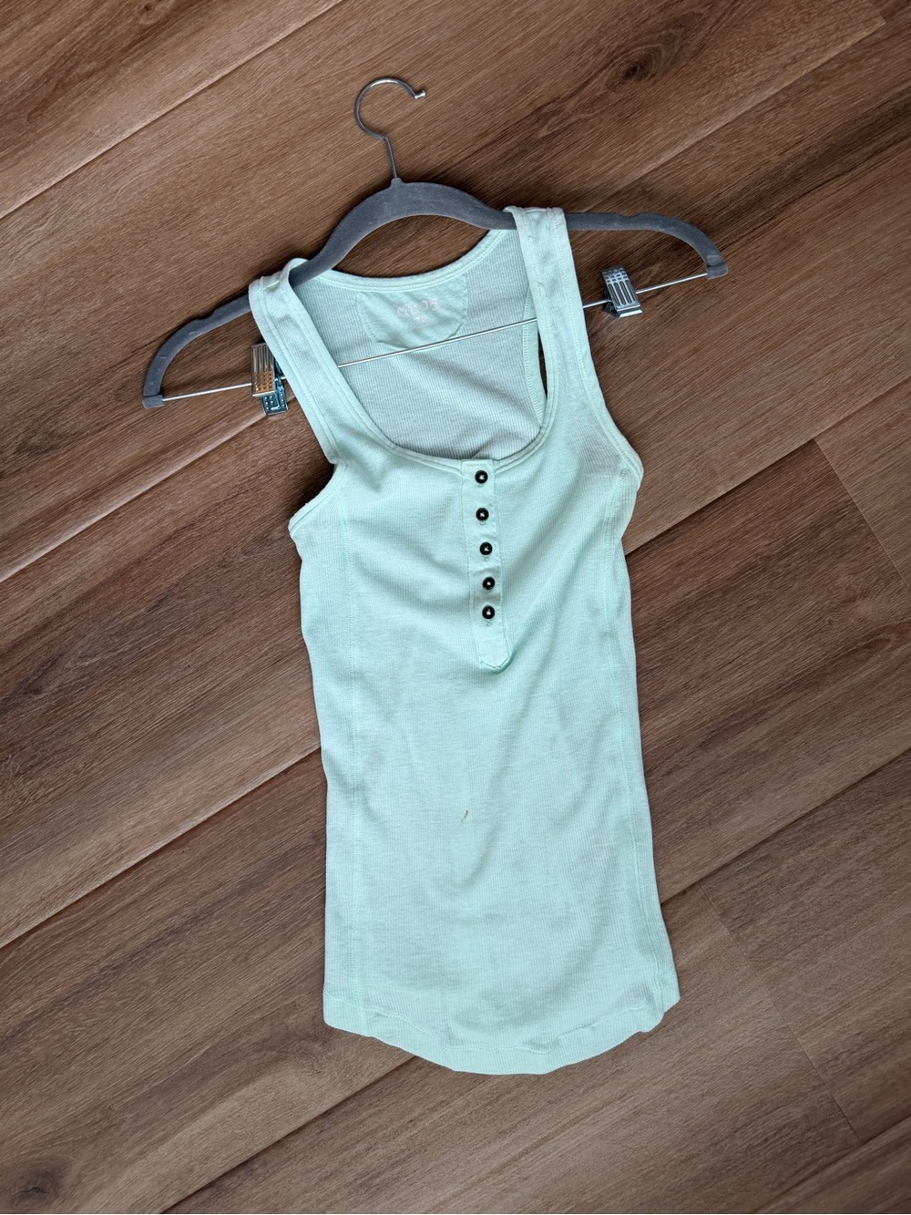 Mudd Light Mint Ribbed Henley Tank - Women